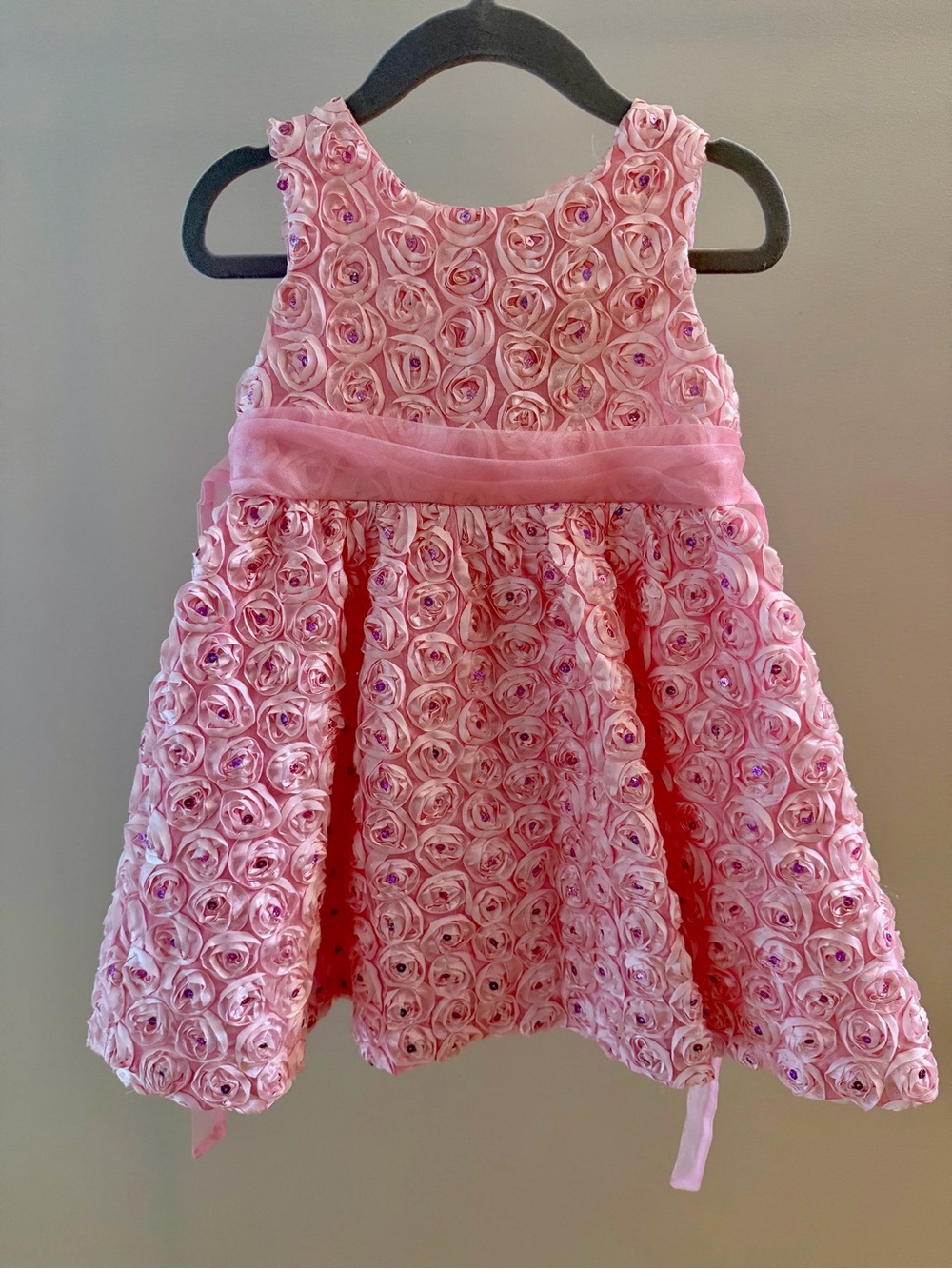 Rare Editions Y2K Pink Polka Dot Ribbon Bow Twirl Dress Girls 24M